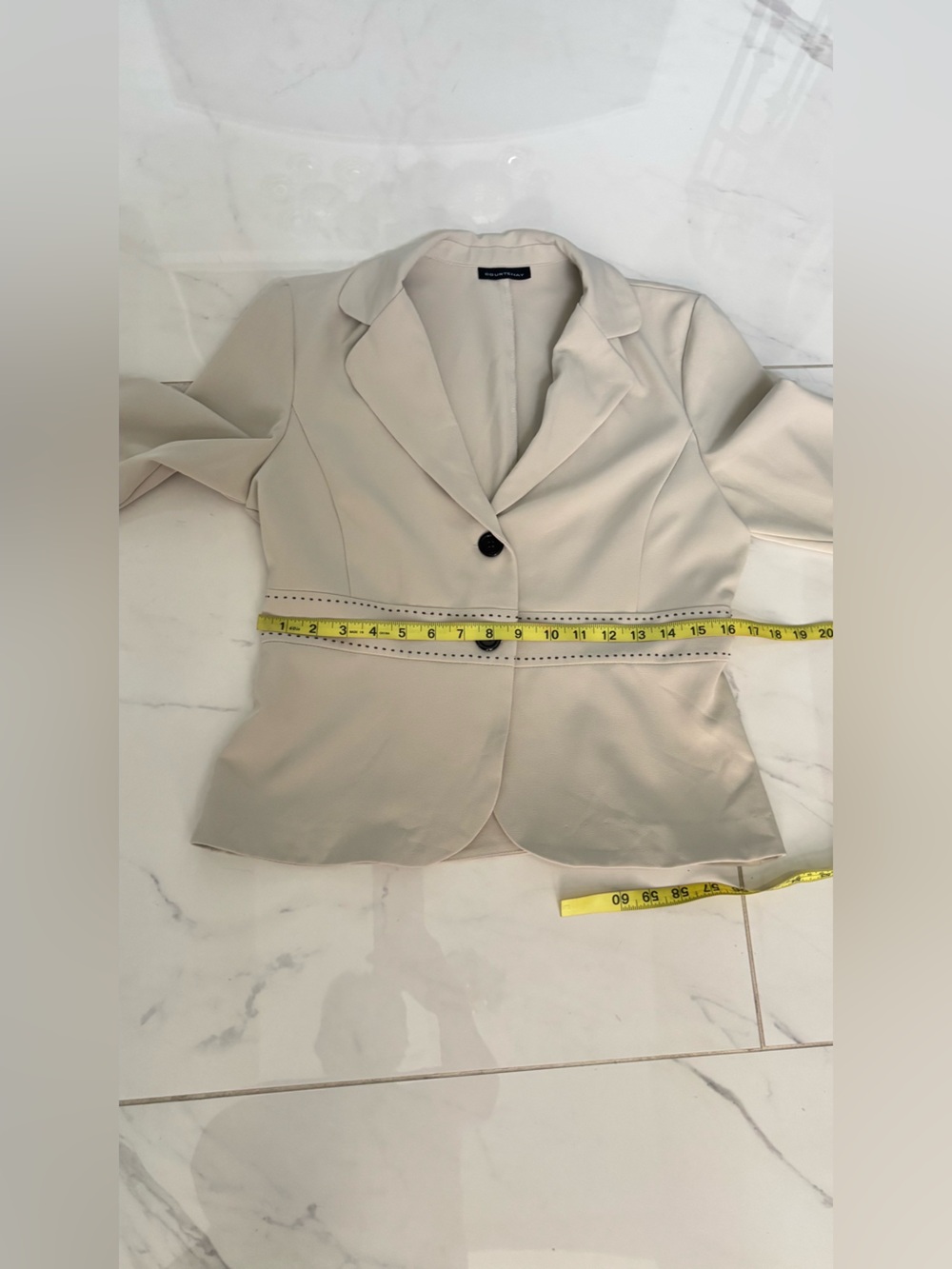 Courtenay Set Cream Two-Button Tailored Blazer 3/4 sleeves and Black Skirt - Picture 13 of 14